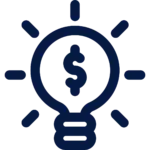 outline of a lightbulb with a dollar sign inside, suggesting ideas and funding