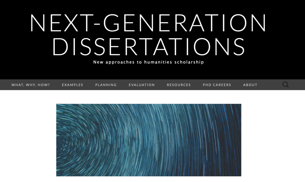 Screenshot of Next-Generation Dissertations website